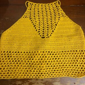 Handmade Mustard Crochet Halter Top